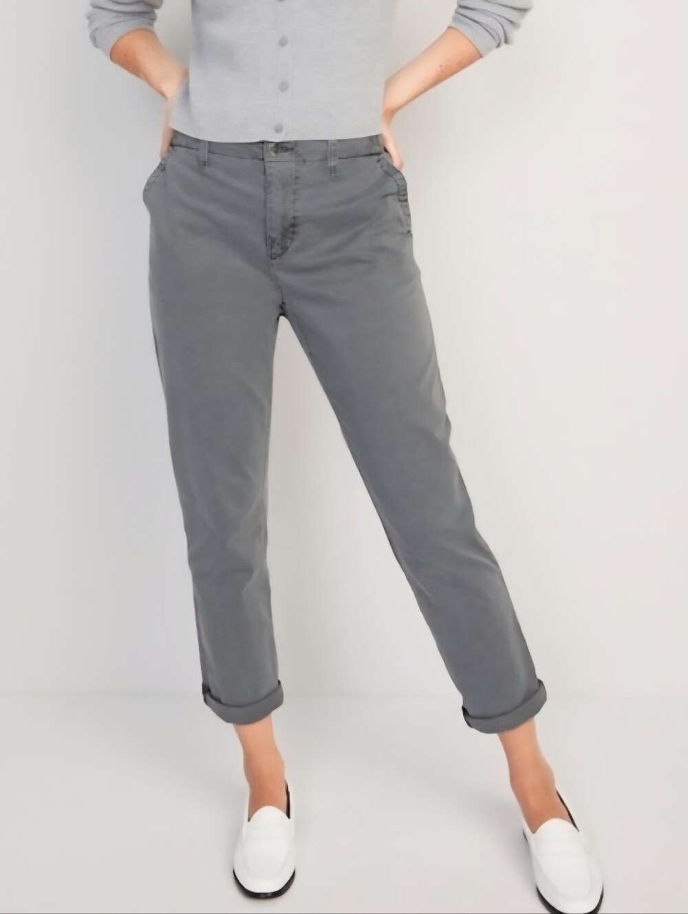 NWT Old Navy O.G. Easy Chino Pant Panther Grey Women's Medium M Neutral Everyday